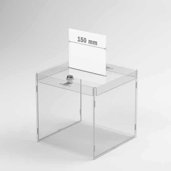 Urne de vote à double serrures en plexi 23x23x23 cm