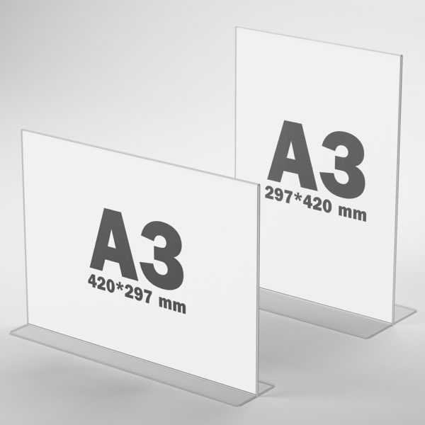 Porte-affiche, menu A3 en plexiglass double face