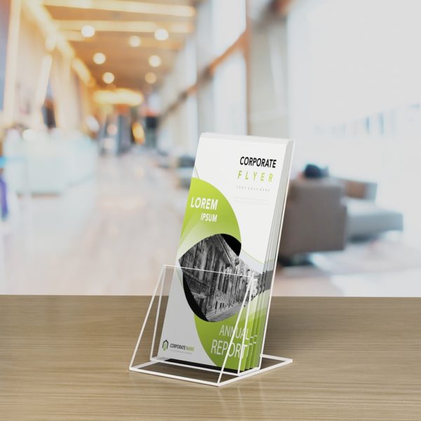 Lot De 2 Porte-Brochures DIN Lang (DL) Table - Porte-Courrier Transparent VITAdisplays Pour Flyers Et Prospectus