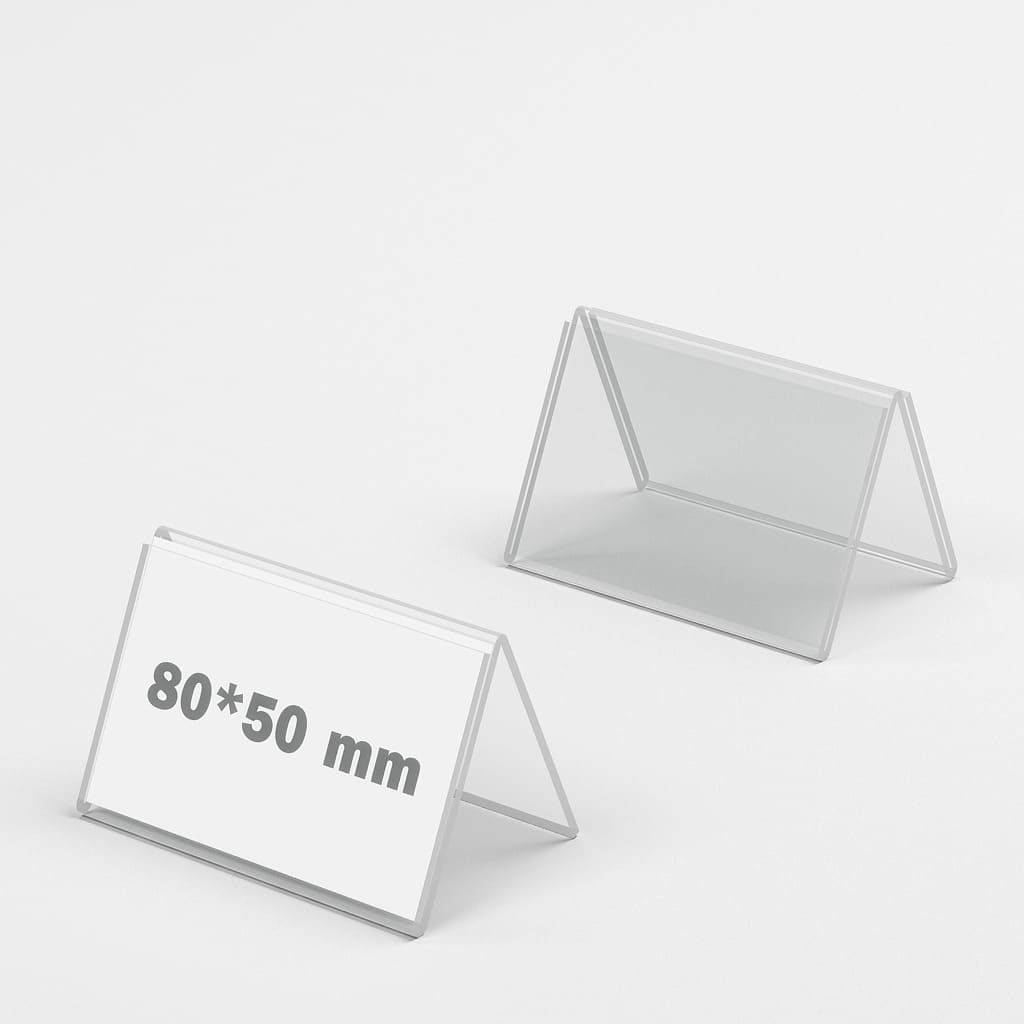 Chevalet porte-nom en plexi transparent 80×50 mm
